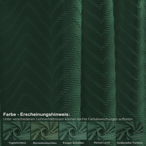 BTTN Boho Tufted Chevron Shower Curtain, 183x186cm, Emerald Green