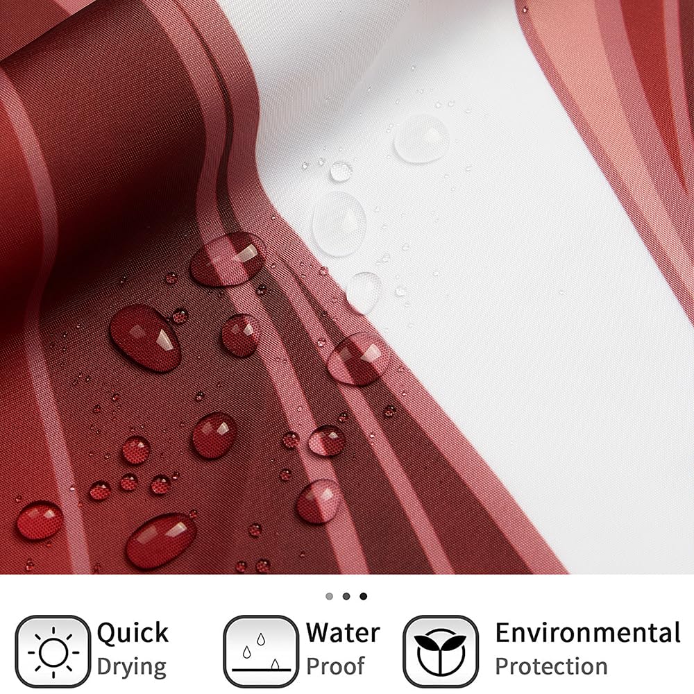 GCIREC Shower Curtain, 180x180cm, Modern Abstract Burgundy Red Pink White Ombre Striped Minimalist Art Waterproof Fabric Machine Washable Bathroom