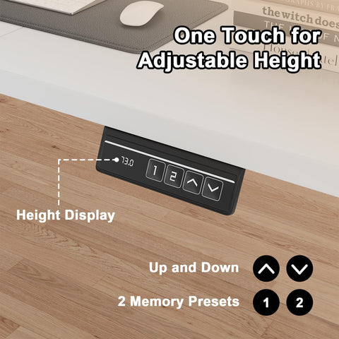 JUMMICO Electric Standing Desk with Monitor Stand, 140x60cm Height Adjustable Desk, Office Table with 2 Memory Smart Pannel,White