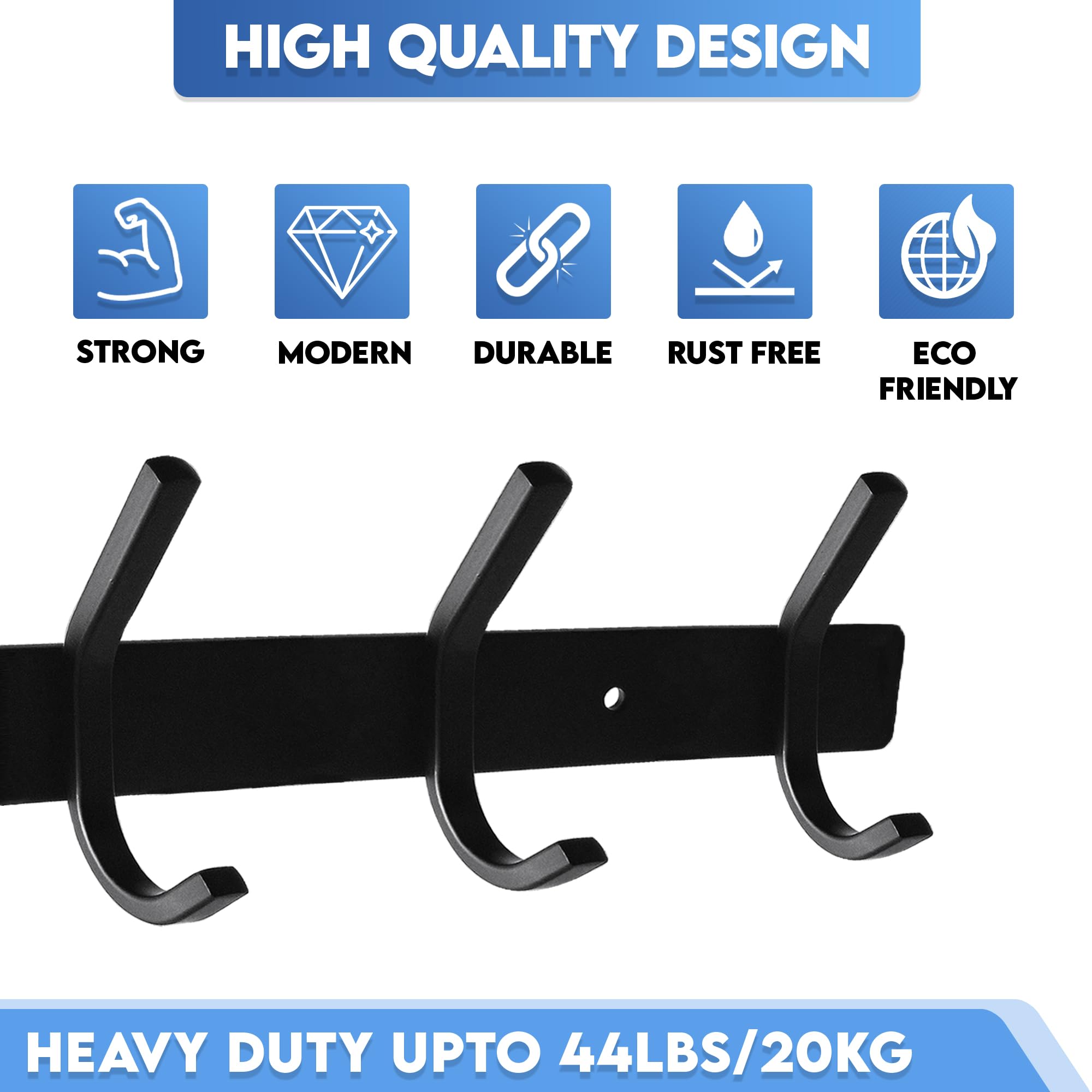 GlazieVault Coat Hooks for Wall - Stainless Steel Coat Racks (2 Pack) - Heavy Duty Coat Hook Wall Mounted