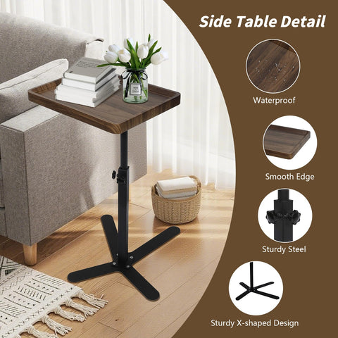 XUDREZ Adjustable X Shaped Side Table with360° Swivel Tabletop, End Table for Living Room Bedroom Sofa Bathtub Bedside Nursing
