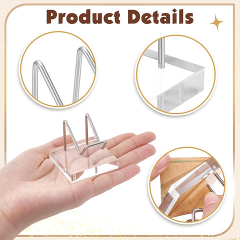 TWINKLEMON 12 Pcs Crystal Display Stand, Rock Display Holder, Crystal Holder with Acrylic Pedestal Base and Metal Arms
