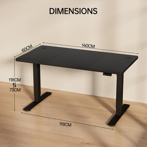 Homall Electric Height Adjustable Desk, Adjustable Height Office Desk with USB Ports, 140x60cm, Home Office with Splice Board, Black