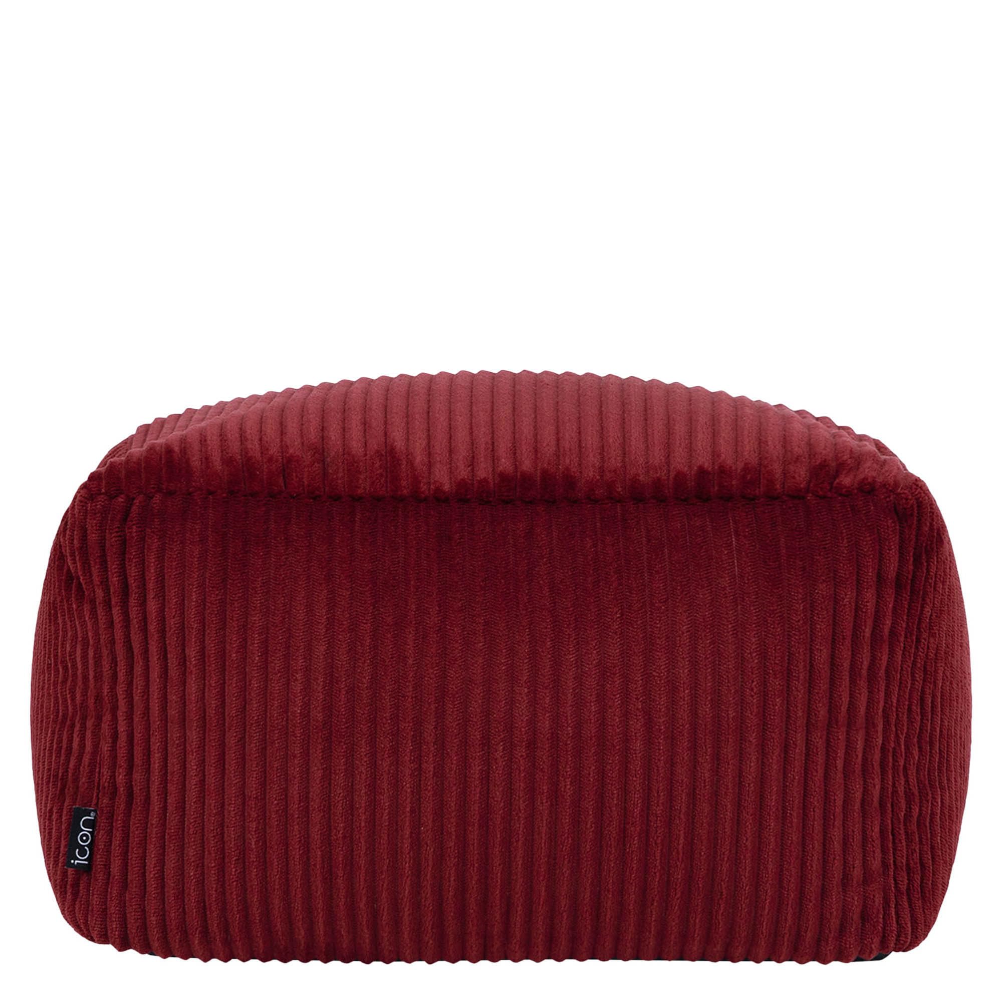 icon Amara Small Cord Bean Bag Footstool with Filling Included, Burgundy