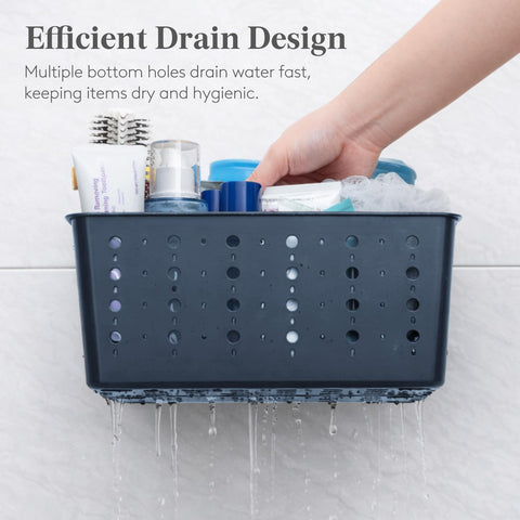 Lifewit Plastic Shower Caddy with Compartments and Handle, Slate Blue