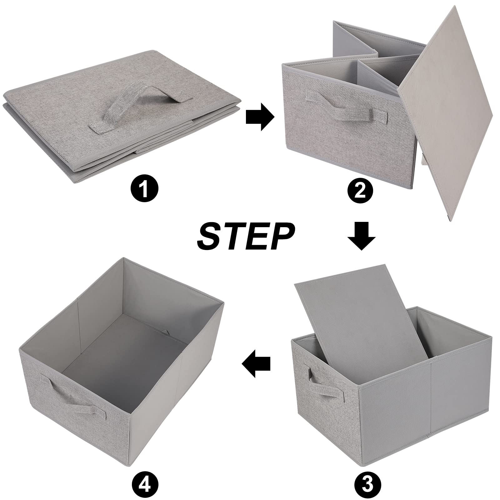 JAKAGO Foldable Wardrobe Fabric Storage Boxes 4 Pack, 39 x 29 x 20 cm