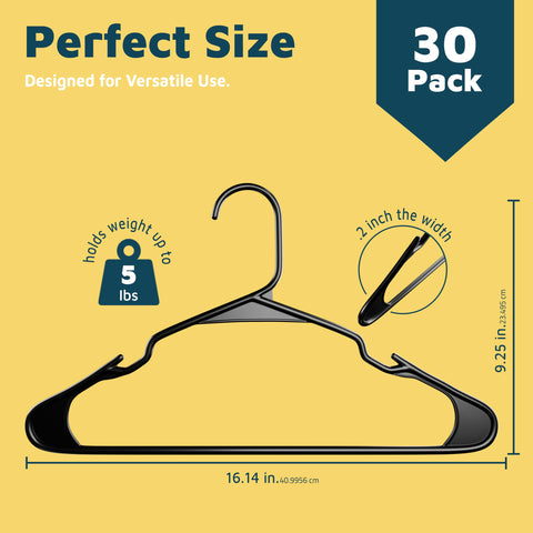 Lifemaster Plastic Clothes Hanger Set - 30 Pieces Versatile, Lightweight, Space-Saving, Non-Slip, Slim Designed, Dry and Wet Clothes Hanger Set