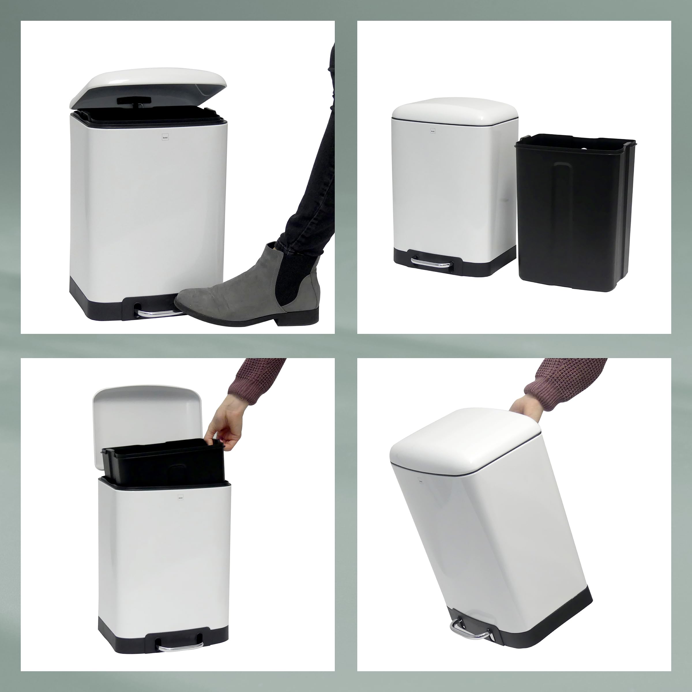 Kela "Davino Cosmetic Bin, Stainless-Steel, White, 30 x 15 x 10 cm