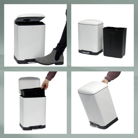 Kela "Davino Cosmetic Bin, Stainless-Steel, White, 30 x 15 x 10 cm