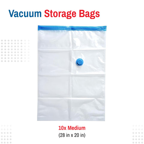 SpaceSaver Vacuum Storage Bags - Medium 10-Pack with Pump - Space Saving Compression Bags for Clothes, Bedding, and Linens
