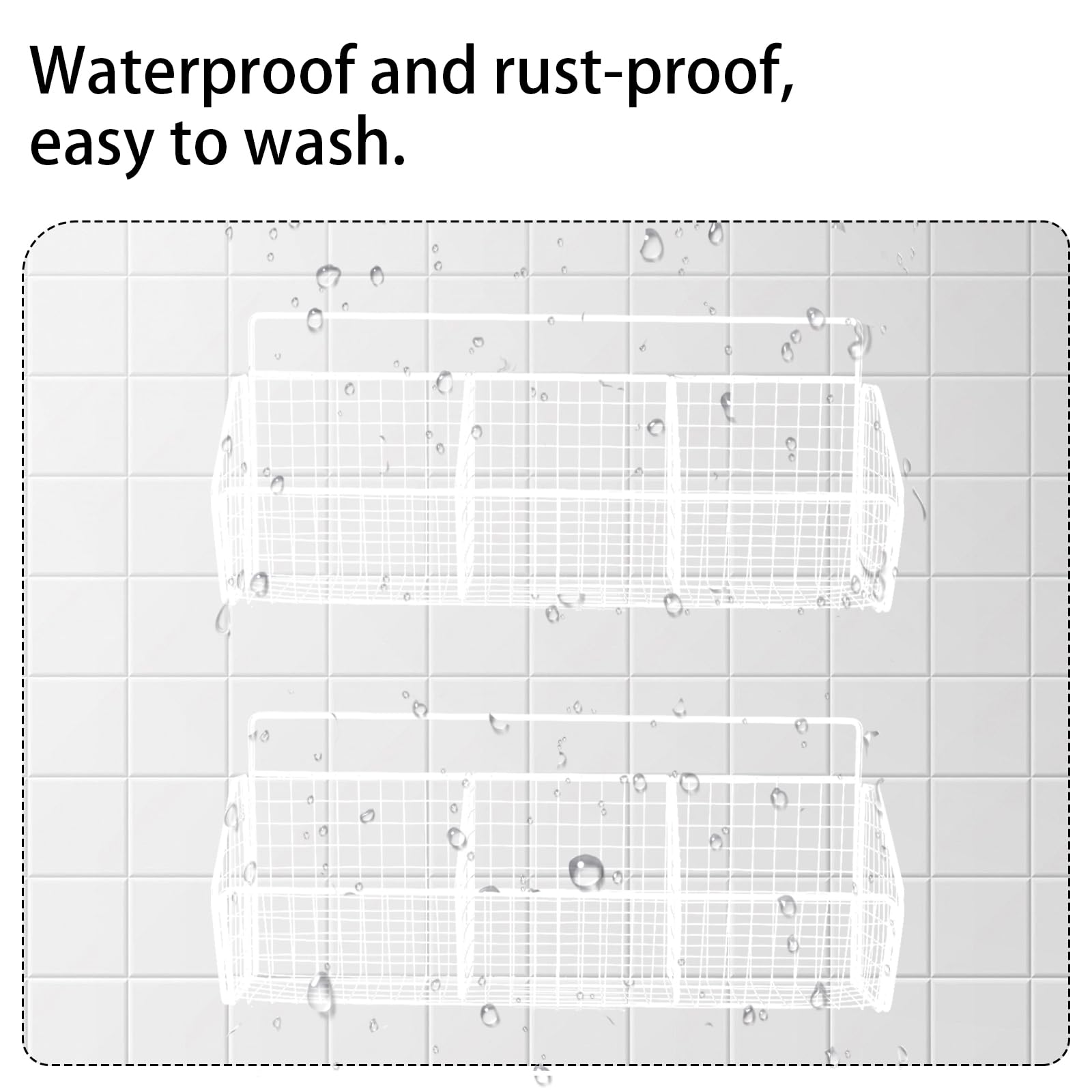 Gzsekken Wall-Mounted Hanging Kitchen Storage Baskets,Metal Storage Baskets with 3 Sections Wire Shelf No Drilling Adhesive Storage Basket Organiser