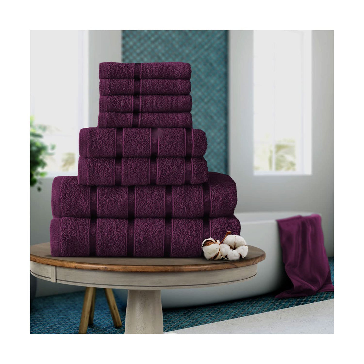 FAIRWAYUK 8-Piece Towels Bale Set for Bathroom, Ultra Soft Premium Quality Water Absorbent Towel Gift Sets, 100% Egyptian Cotton