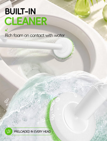 Disposable Toilet Brush Set, Wall-Mounted Toilet Cleaning Wand Kit with 48 Refill Heads, Toilet Bowl Brush and Holder Set, White and Green