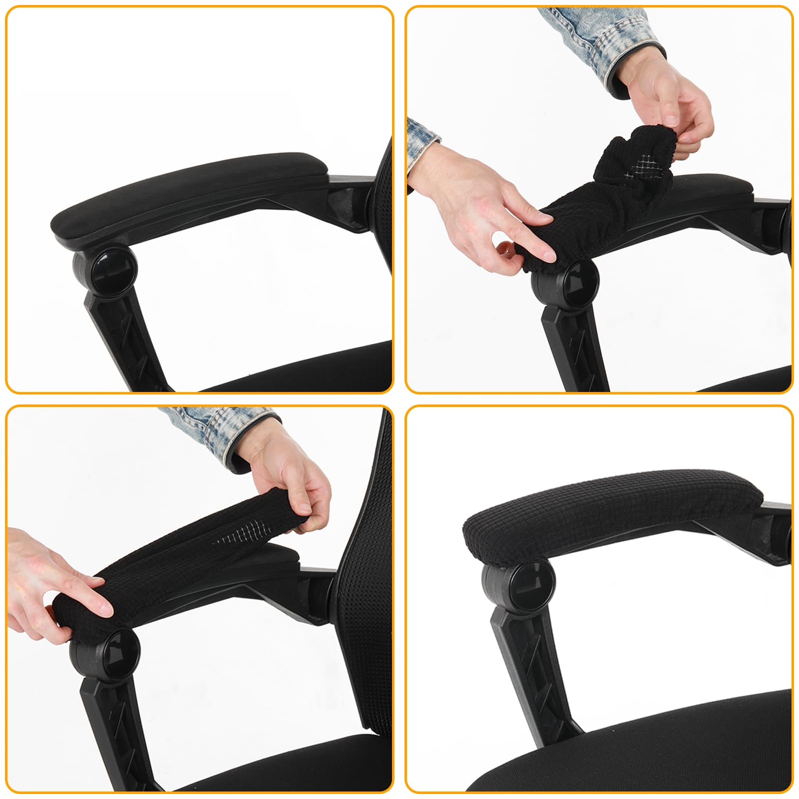 2PCS Office Chair Arm Covers Removable 30cm Polyester Gaming Chair Armrest Slipcovers