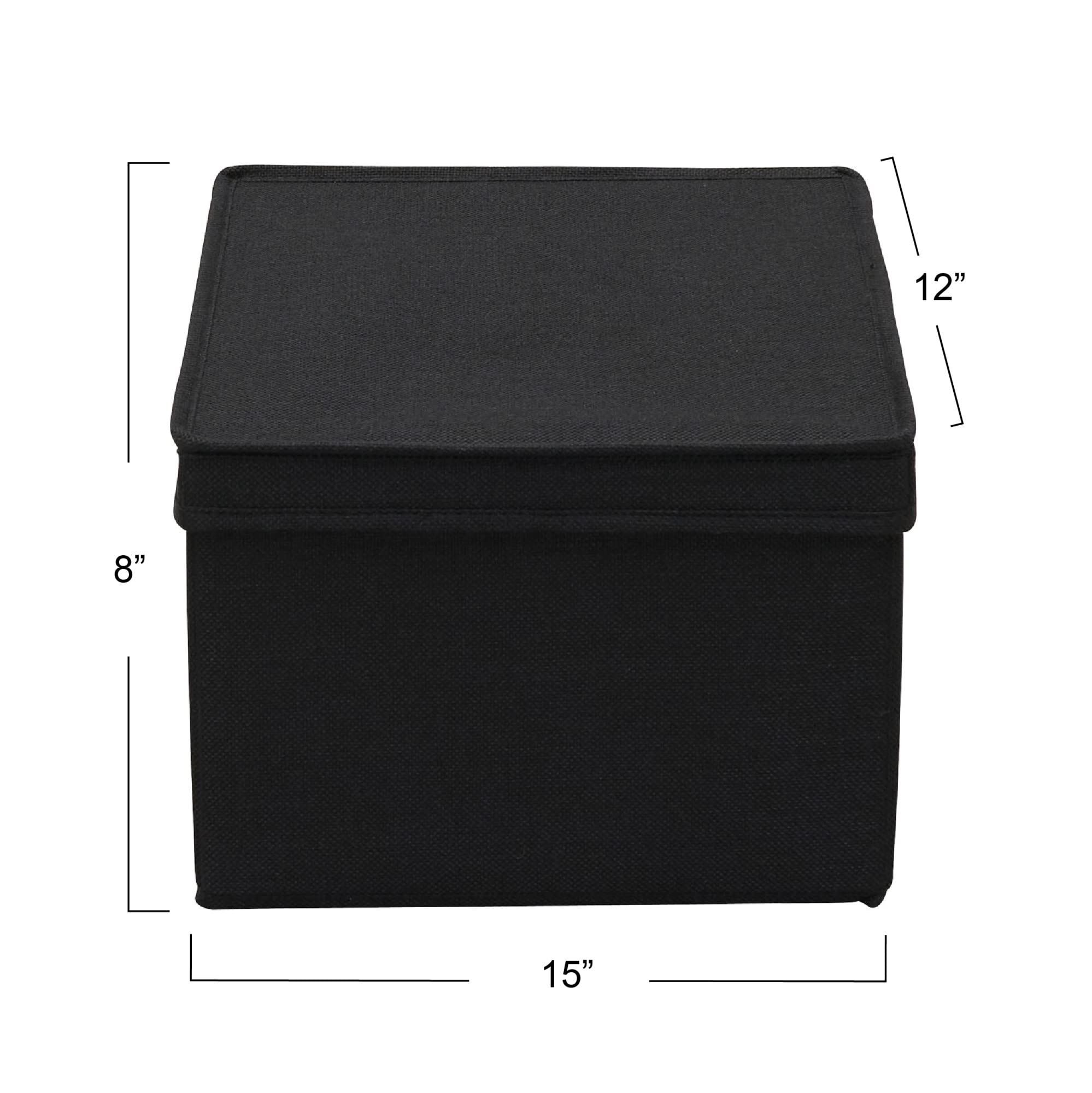 Household Essentials Wide Canvas Storage Box With Lid Box, 18.5x15x12 in., Latte, Set of 2