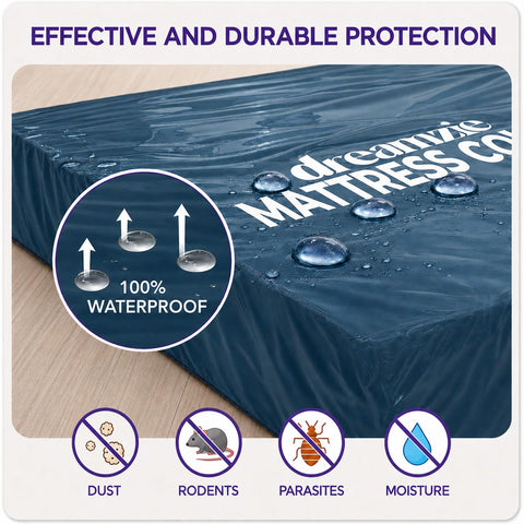 Dreamzie - King Mattress Cover for Moving - Opaque Mattress Storage Bag