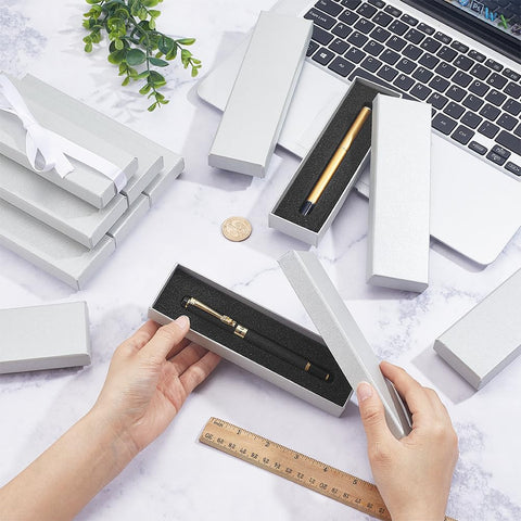 BENECREAT 16Pcs Empty Pen Gift Boxes, 18x5.1x2.4cm/7.1x2x1 Inch Cardboard Pen Cases with Sponge for Jewelry Collection Gift Packaging Office Supplies