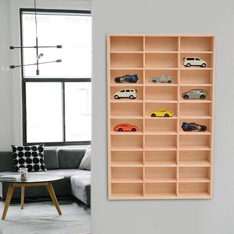 Perfeclan Wooden Wall Mounted Display Cabinet Trinket Shelf Display Case Wall Hanging Unit Souvenir Organiser Minifigure Display Case for
