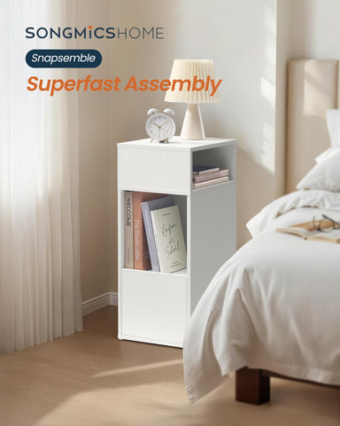 SONGMICS HOME Slim Bedside Table, Snapsemble Superfast Assembly