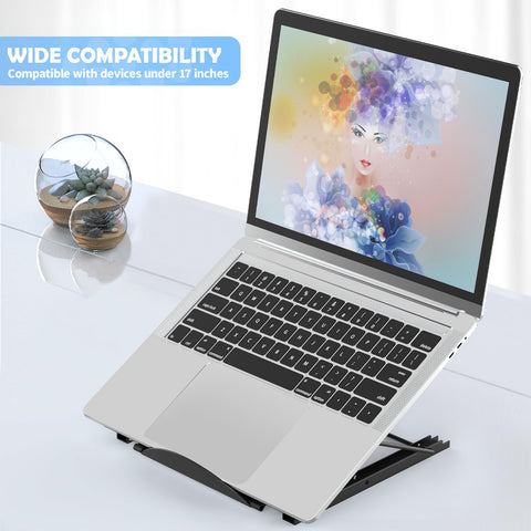 Jumkeet Laptop Stand,Foldable Portable Ventilated Desktop Laptop Holder,Universal Lightweight&Adjustable Ergonomic Tray Mount Compatible with