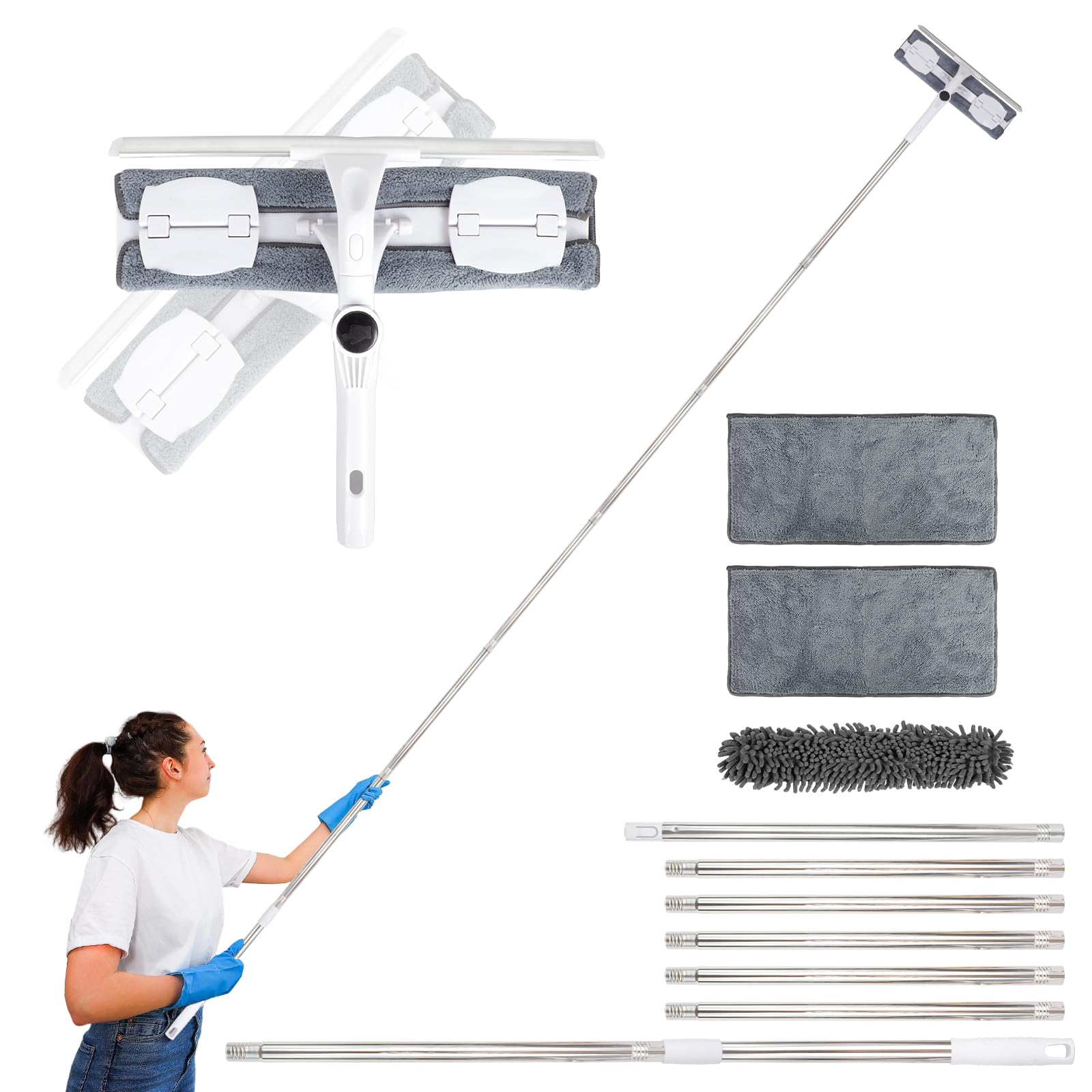10.5Ft Telescopic Window Cleaner Equipment with Extension Pole