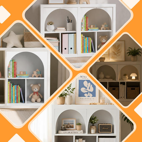 Modern Arch Corner Inserts for IKEA KALLAX Shelf – Rounded Bookshelf Look & Display Organizer – DIY Home Aesthetic Upgrade & Storage Solution