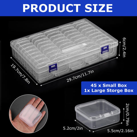 46 Pcs Bead Organizer Box Plastic Storage Box and Rectangle Plastic Cases
