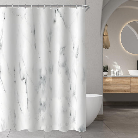 Lerores Shower Curtain, 120 x 200 cm, Marble, Weighted Hem, Anti-Mould Textile, Waterproof