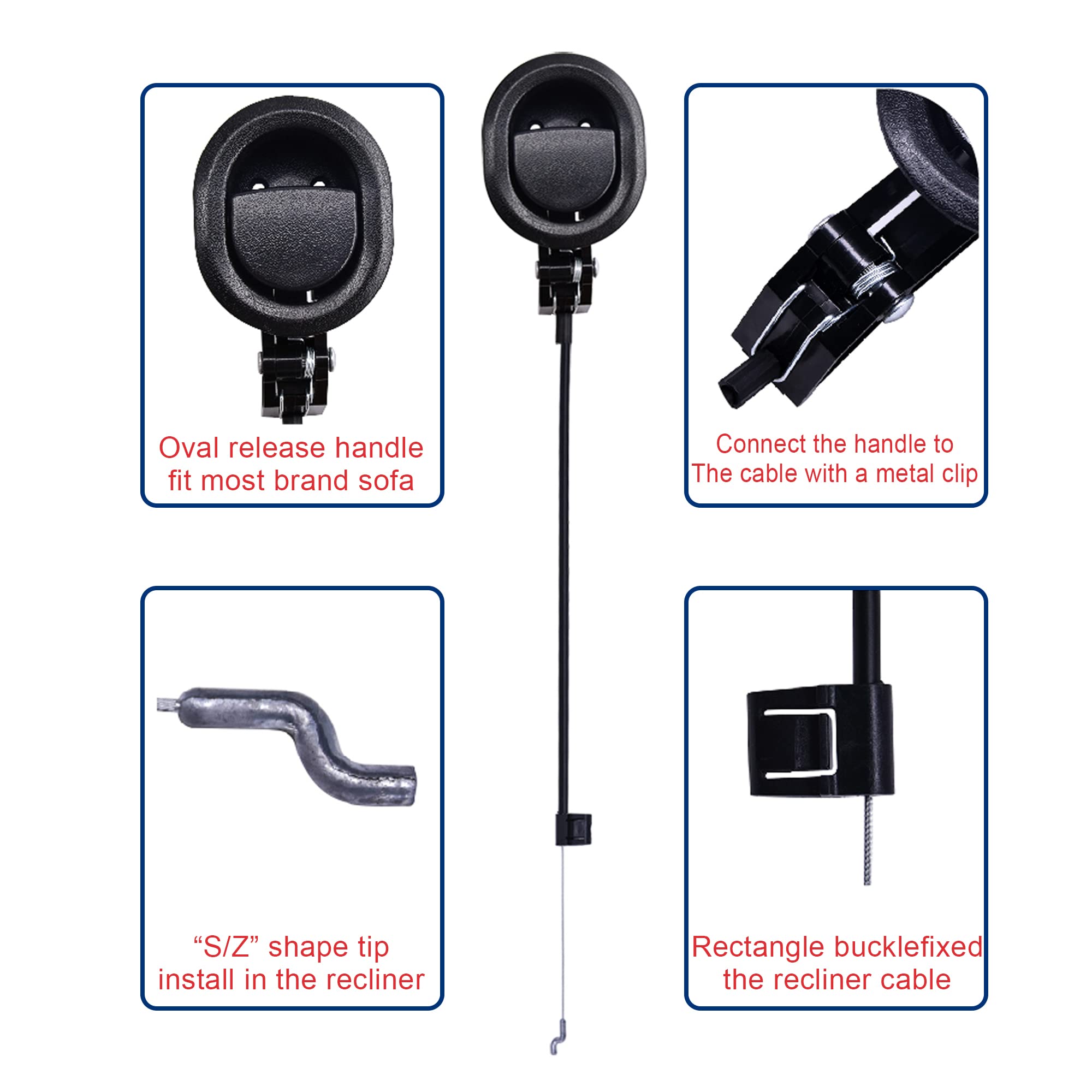 Fromann Recliner Sofa Release Pull Handle Buckle Replacement with Cable