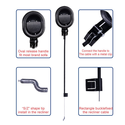 Fromann Recliner Sofa Release Pull Handle Buckle Replacement with Cable