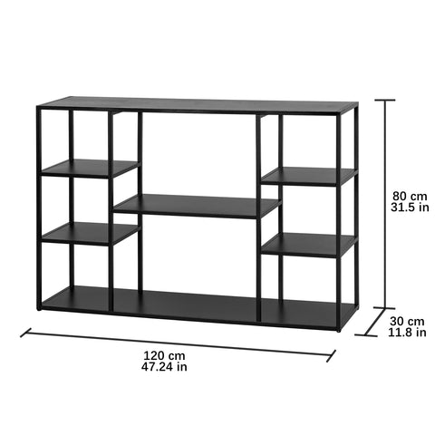 HDANI 120cm Long Sofa Console Table,Narrow Modern Entryway Table Behind Couch with Storage Shelves,4 tier Shelf Bookshelf for Living