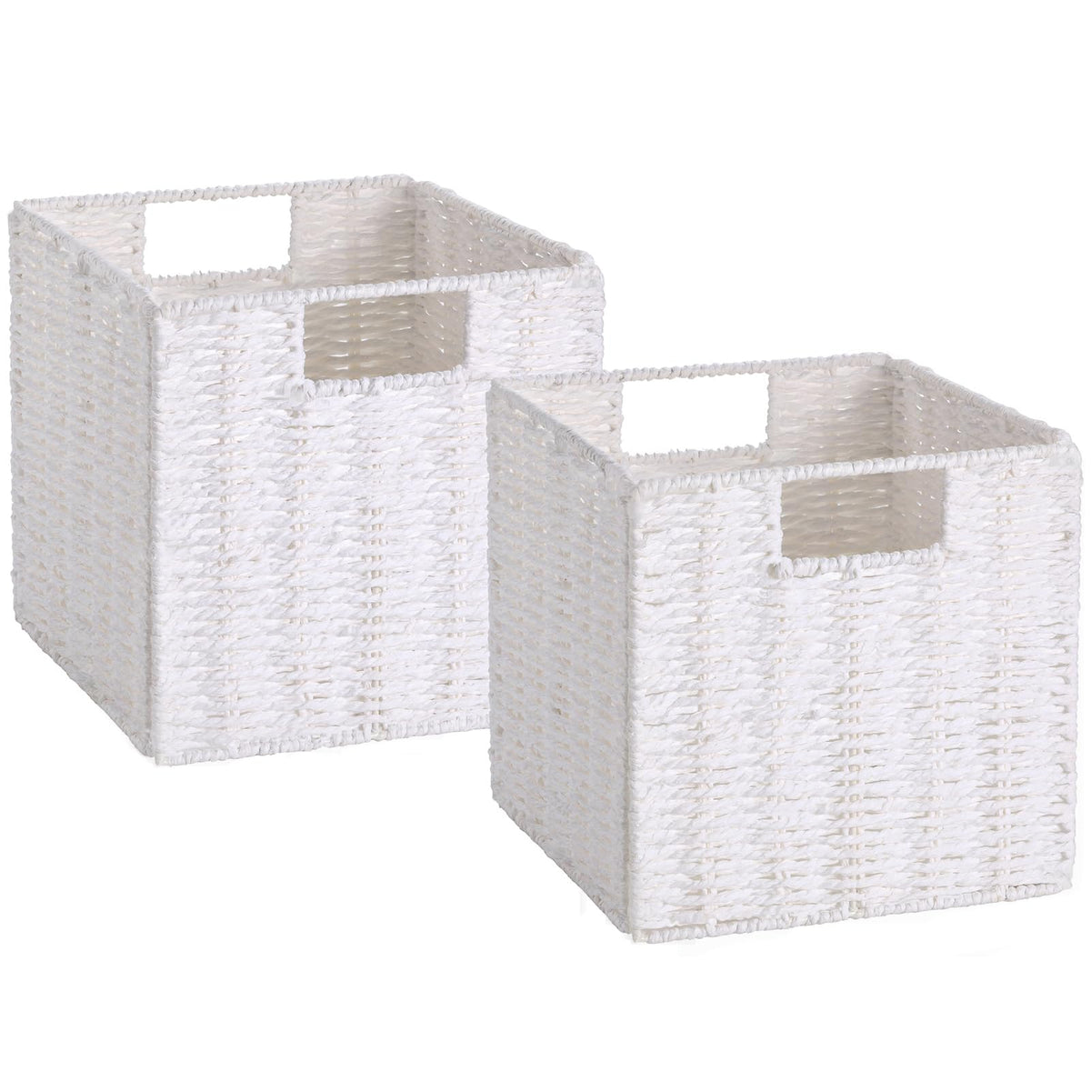 Vagusicc Storage Cubes, Collapsible Storage Boxes, Woven Storage Basket 23x23cm, Small Storage Baskets with Handles, Cube Storage Bins for Bedroom