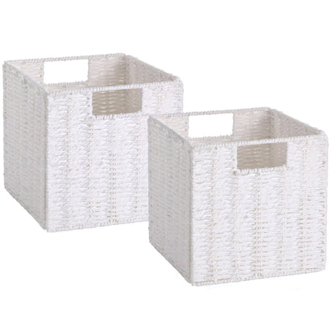 Vagusicc Storage Cubes, Collapsible Storage Boxes, Woven Storage Basket 23x23cm, Small Storage Baskets with Handles, Cube Storage Bins for Bedroom