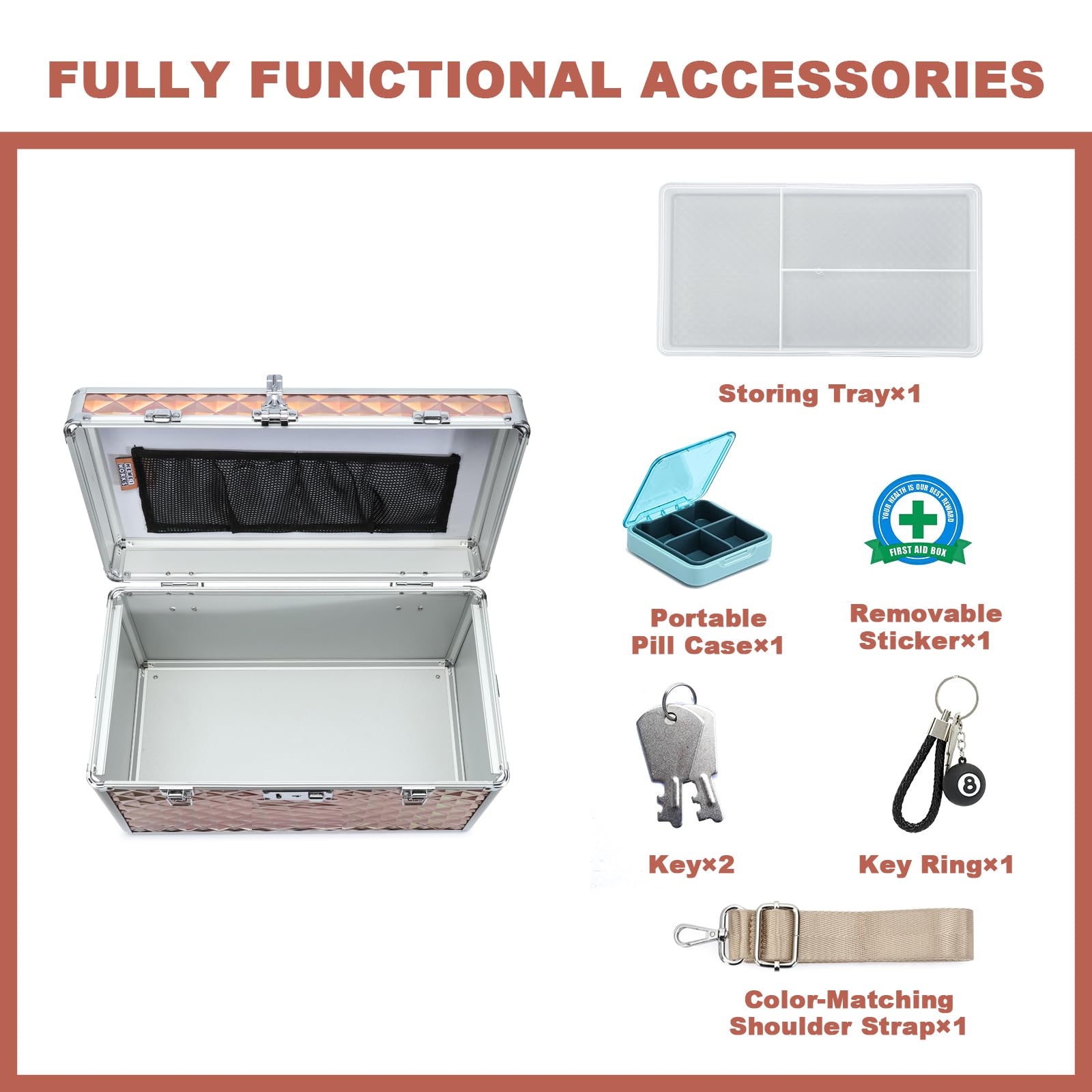 HEWEI WORKS Medication LockBox with Key, Lockable Medicine Storage Box, Security Lock Box, Medical Organizer