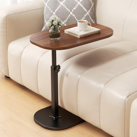 liameya Adjustable Height C Shaped Side Table, 360°Swivel Laptop Tv Tray Desk for Couch and Bedside
