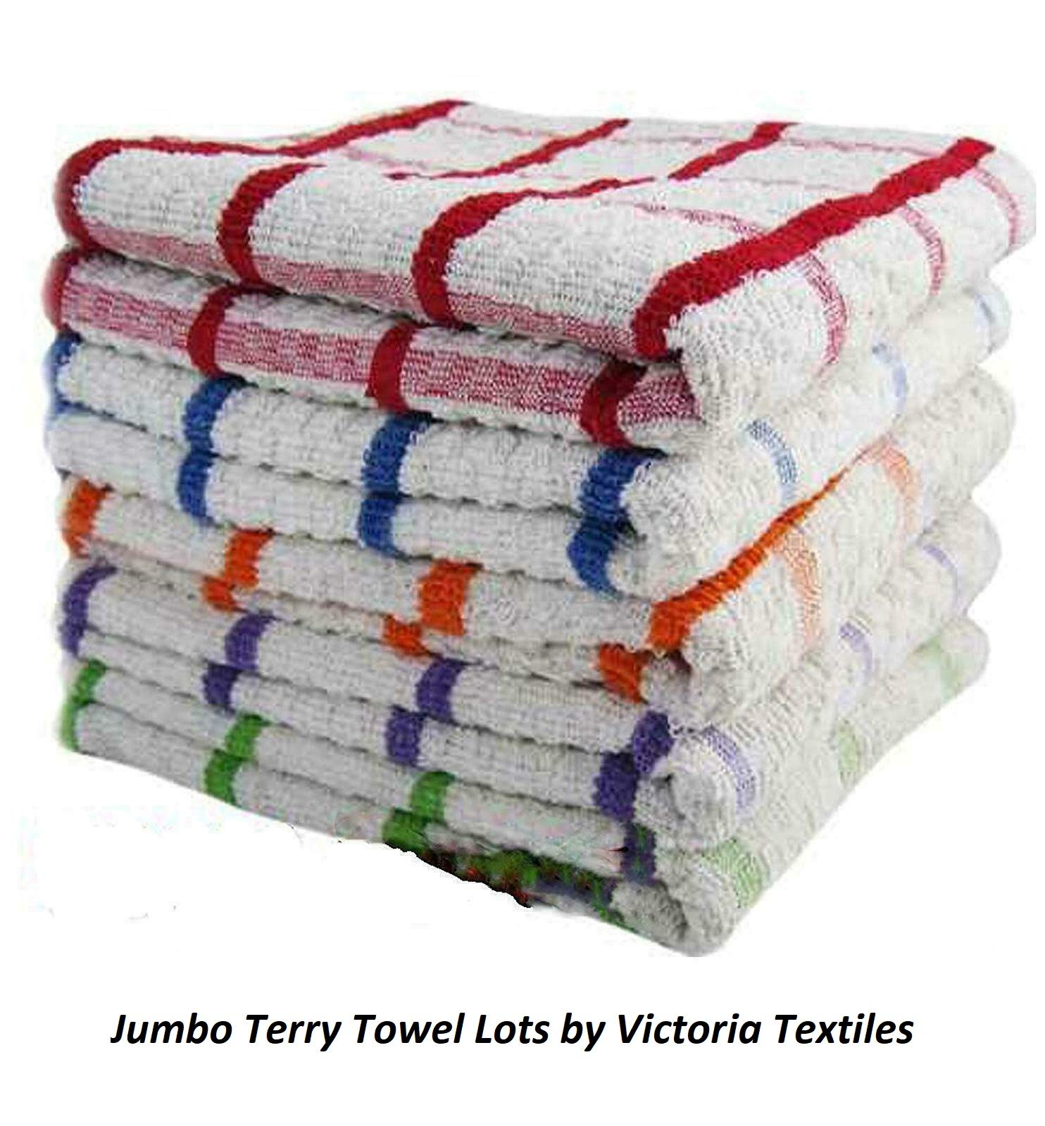 Vision Textiles 100% Egyptian Cotton Terry Tea Towel, Wonderdry Soft Big check Jumbo Thick Absorbent Kitchen Dish Cleaning Drying Cloth Pack of 3