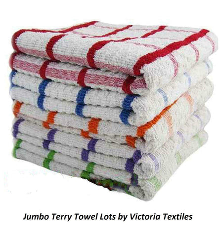 Vision Textiles 100% Egyptian Cotton Terry Tea Towel, Wonderdry Soft Big check Jumbo Thick Absorbent Kitchen Dish Cleaning Drying Cloth Pack of 3