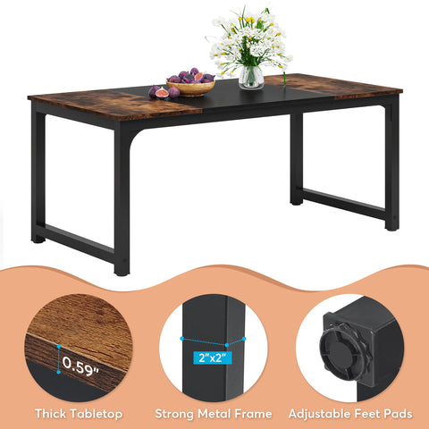 Tribesigns 160 x 80 cm Dining Table, Industrial Kitchen Table for 4-6 Person, Rectangular Dinner Table for Dining Room Kitchen Living Room