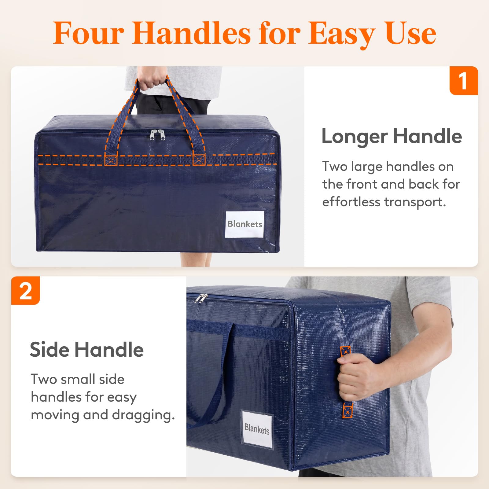 Lifewit 6 Pack Large Moving Bags with Lids and Sturdy Handles, Dark Blue