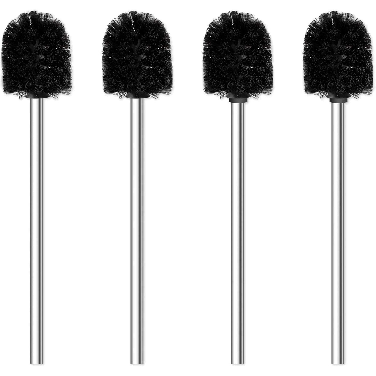 Toilet Brush, 4PCS Toilet Brushes with Stainless Steel Handle, Standing Stainless Steel Toilet Brushes for Bathroom Toilet-Ergonomic, Elegant,Durable