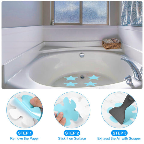 PATIKIL Bathtub Non Slip Stickers 3.4 x 3.4 Inch, 6 Pack Star Safety Shower Floor Anti Slip Stickers with Adhesive Decals Scraper for Bath Tub Shower