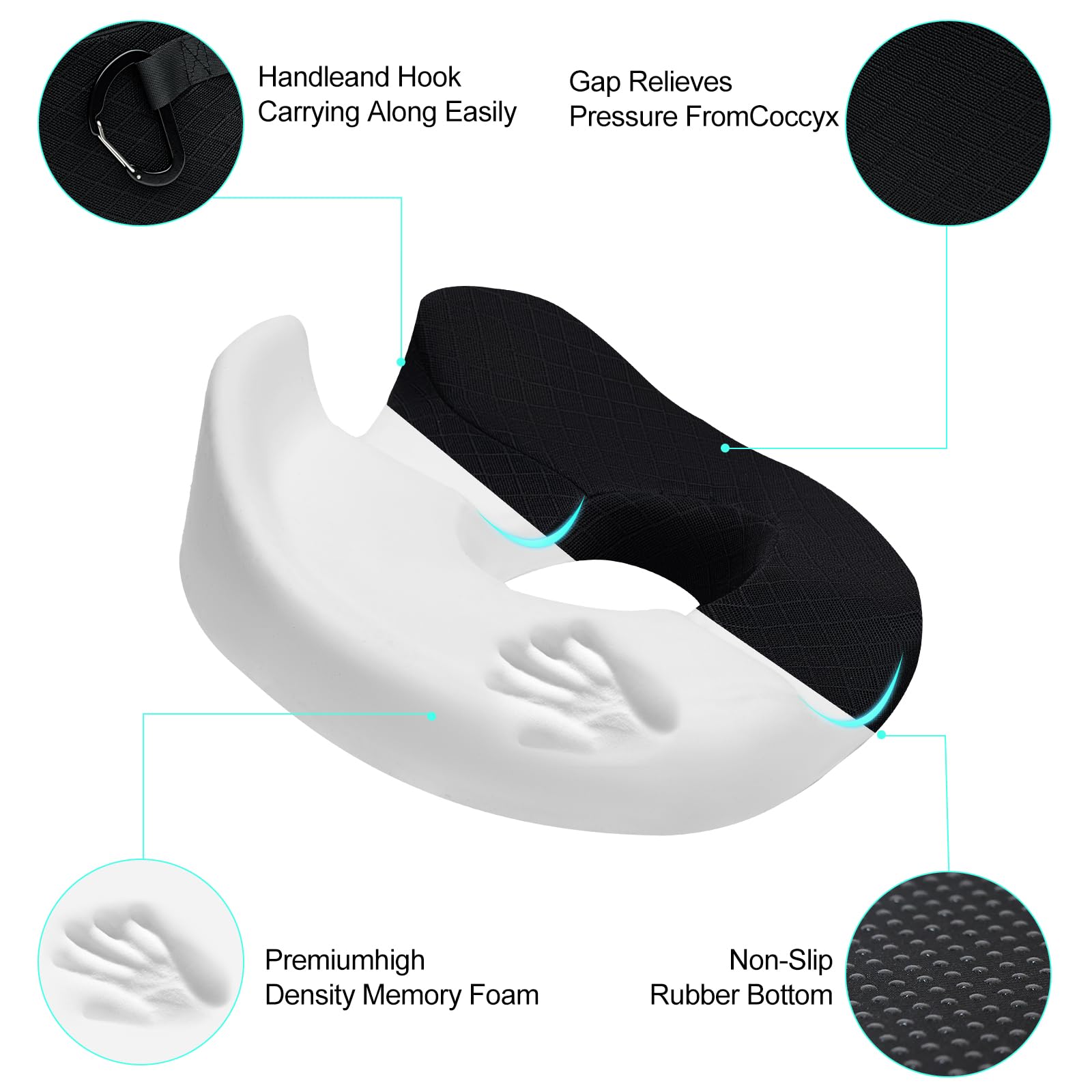 ZHOOGE Donut Pillow Donut Cushion Chair Seat Cushion - The Memory Foam Firm Coccyx Pad You Need for Comfort During Long Sitting at Office Chairs