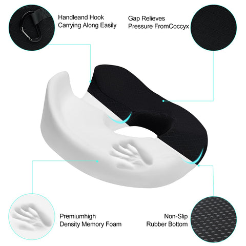 ZHOOGE Donut Pillow Donut Cushion Chair Seat Cushion - The Memory Foam Firm Coccyx Pad You Need for Comfort During Long Sitting at Office Chairs