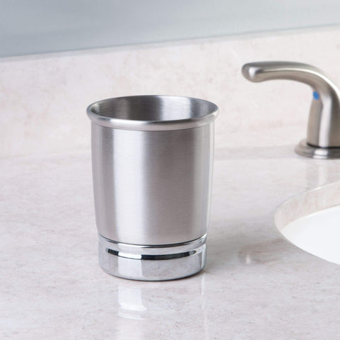 iDesign York Metal Toothbrush Holder/Stand for the Bathroom, Made of Stainless Steel, Split Finish