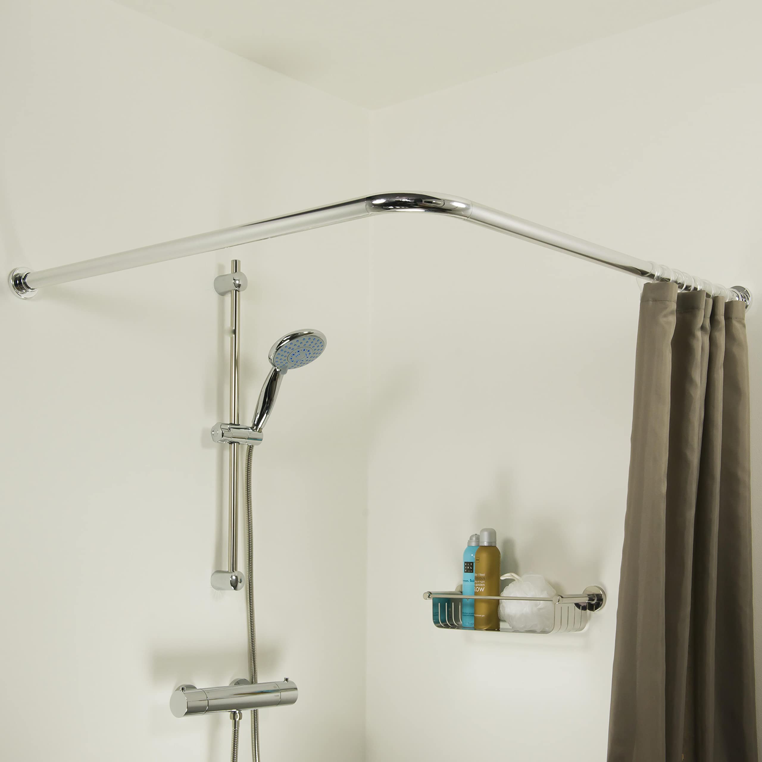 Sealskin Shower Curtain, Stainless Steel, Matt Aluminium, 2.8 x 90 x 2.8 cm