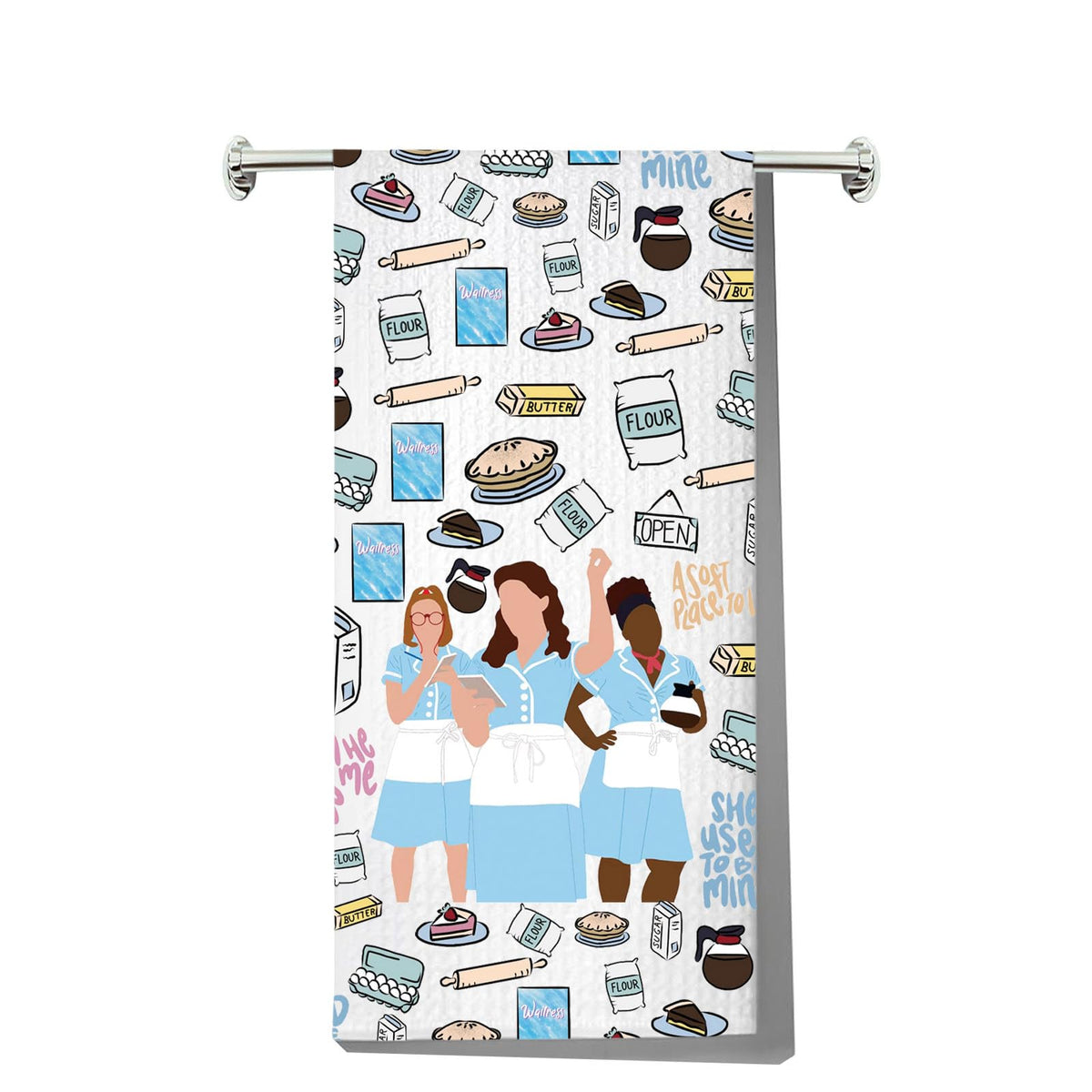 LEVLO Waitress Musical Kitchen Towel Jenna ＆ Becky ＆Dawn Fans Gift She Used to Be Mine Tea Towel Broadway Waitress Housewarming Gift (Flour Towel)