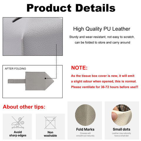KASESSS 2 Pcs PU Leather Tissue Box Covers, Square Modern Collapsible Decorative Napkin Dispenser for Home Office Hotel Car