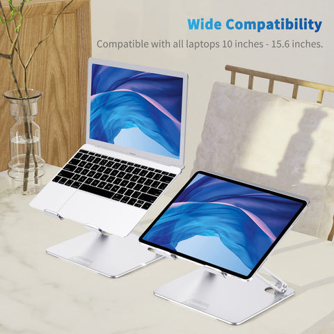 GOKEDA Laptop Stand, Ergonomic Aluminium Alloy Computer Stand for desk, Multi-Angle Adjustable Laptop Riser with Heat-Vent Compatible for Macbook