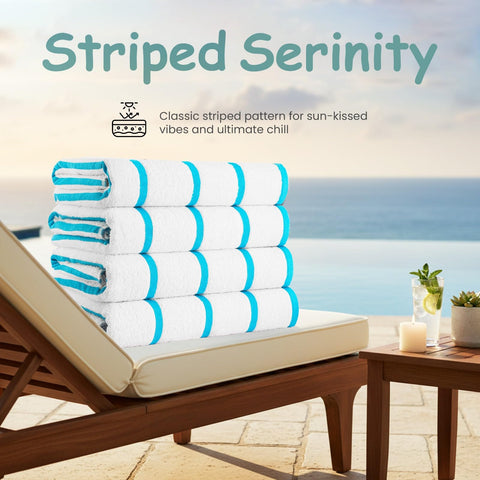 CASA COPENHAGEN Cabana Pool 4-piece set of large bath towels, 76x152 cm, 550 GSM, designed in Denmark, made from soft Egyptian cotton for bathroom