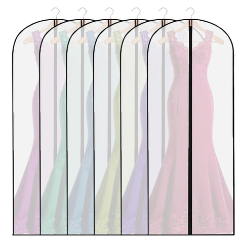 6PCS Long Dress Bags Covers,Dress Bags Covers Long,Garment Bags Translucent Waterproof & Dustproof Storage Covers for Suits